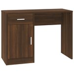 Bureau table poste de travail meuble d'ordinateur informatique étude avec tiroir et armoire chêne 100 x 40 x 73 cm brun 02_0023452