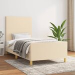 vidaXL Cadre de lit avec tête de lit Crème 100x200 cm Tissu