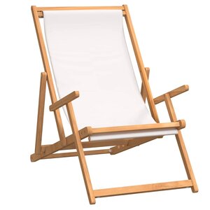 vidaXL Chaise de plage pliable Bois de teck solide Crème
