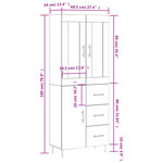 vidaXL Buffet haut Sonoma gris 69 5x34x180 cm Bois d'ingénierie