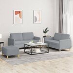 vidaXL Ensemble de canapés 3 Pièces avec coussins Gris clair Tissu