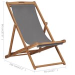 vidaXL Chaise de plage pliable Bois de teck solide Gris