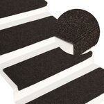 vidaXL Tapis d'escalier 15 Pièces Tissu aiguilleté 65x21x4cm Marron foncé