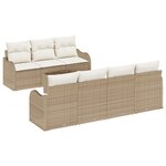 Ensemble de canapés de jardin 8 pièces avec coussins beige en poly rotin