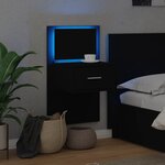 vidaXL Table de chevet murale avec lumières LED noir