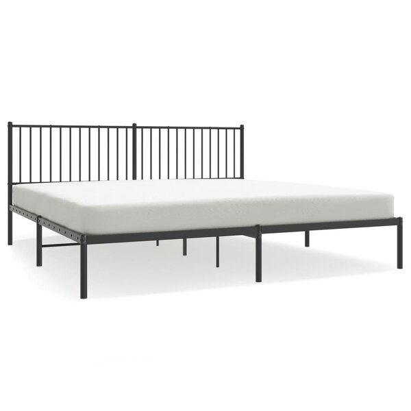vidaXL Cadre de lit métal avec tête de lit noir 200x200 cm