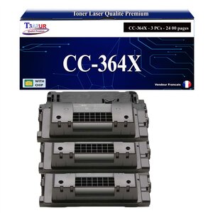 T3AZUR -3x Toners compatibles avec HP CC364X/CE390X (64X/90X) pour HP Laserjet M4555 M4555F M4555FSKM MFP M4555H MFP