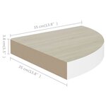 vidaXL Étagères d'angle murales 2 Pièces Chêne et blanc 35x35x3 8 cm MDF
