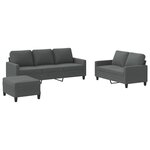 vidaXL Ensemble de canapés 3 Pièces avec coussins Gris foncé Tissu