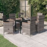 vidaXL Ensemble de salle à manger de jardin avec coussins 7 Pièces Gris