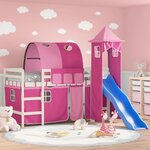 vidaXL Lit mezzanine enfants avec tour sans matelas rose 90x200 cm