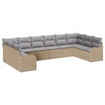 vidaXL Ensemble de Canapé de Jardin 10 Pièces avec Coussins Beige Rattan Synthétique