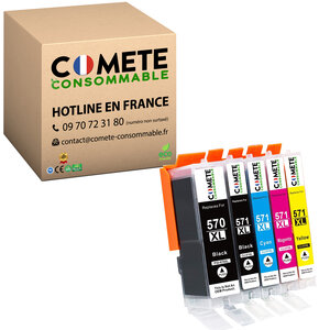 COMETE Entreprise Française-570XL 571XL 5 Cartouches Compatibles Canon
