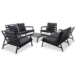vidaXL Salon de jardin 5 Pièces avec coussins Aluminium Gris foncé