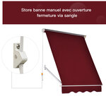 Store banne manuel inclinaison réglable aluminium polyester imperméabilisé 70L x 180l cm aubergine