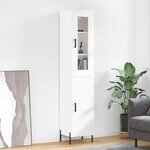 vidaXL Buffet haut Blanc brillant 34 5x34x180 cm Bois d'ingénierie