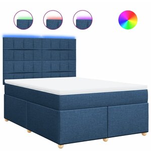 vidaXL Sommier à lattes de lit avec matelas Bleu 160x200 cm Tissu