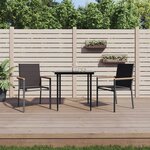 vidaXL Ensemble à manger de jardin 3 Pièces noir textilène et acier