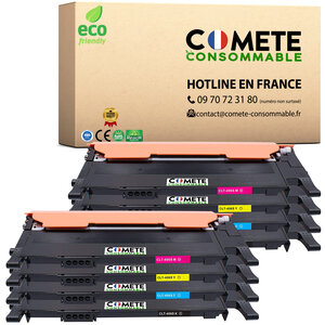 COMETE  Marque française - CLT-P406C - Pack de 8 Toners Compatibles avec Samsung CLT-406S 406 406S 406C (CLT-K406S CLT-C406S CLT-M406S CLT-Y406 ) - pour Samsung Xpress - Pack de 8