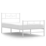 vidaXL Cadre de lit métal avec tête de lit/pied de lit blanc 75x190 cm