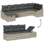 vidaXL Ensemble de Canapés de Jardin 7 Pièces avec Coussins Gris Clair en Rattan Poly