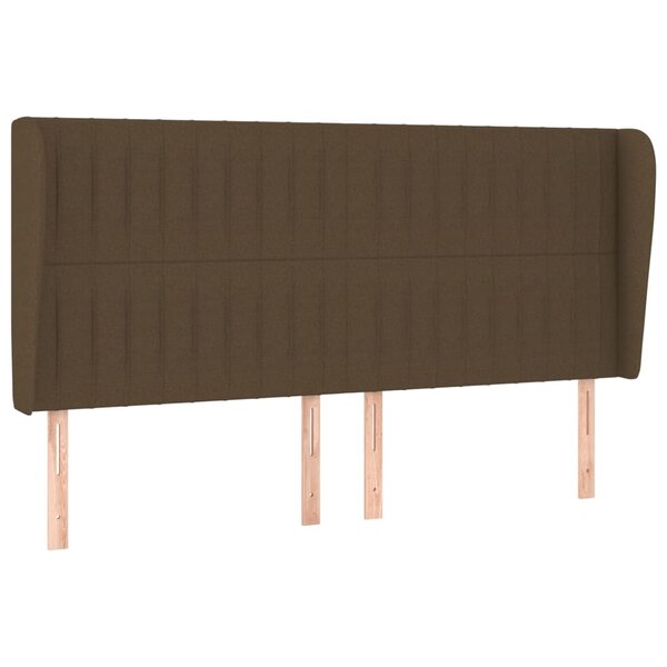 vidaXL Tête de lit avec oreilles Marron foncé 183x23x118/128 cm Tissu