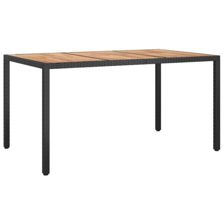 vidaXL Table de jardin 150x90x75 cm Résine tressée et bois acacia Noir