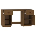 Bureau table poste de travail meuble d'ordinateur informatique étude avec armoires miel 135 x 50 x 75cm bois massif de pin brun 02_0023402