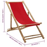 vidaXL Chaise de terrasse bambou et toile rouge