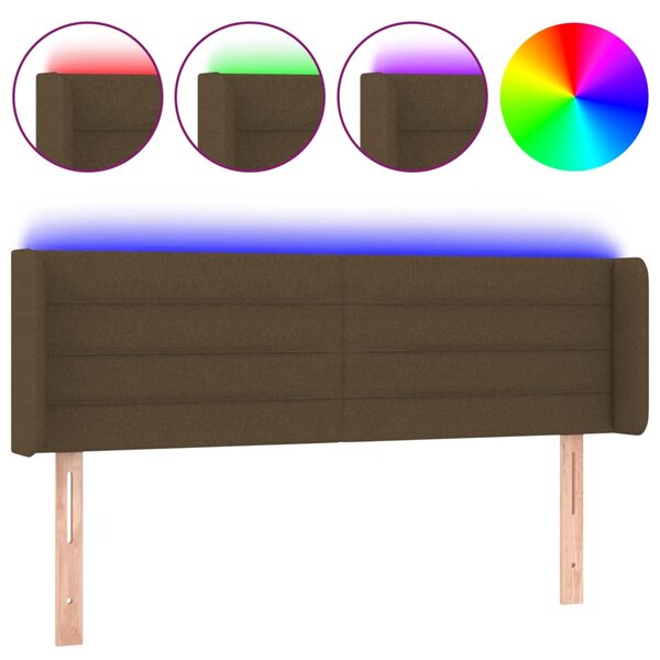 vidaXL Tête de lit à LED Marron foncé 147x16x78/88 cm Tissu