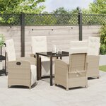 vidaXL Ensemble de salle à manger de jardin 5 pièces avec coussins en poly rotin beige