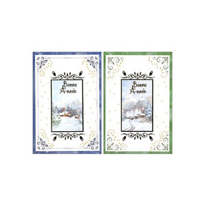 Carte De Voeux - Bonne Année Village Enneigé Visuel Aléatoire*