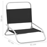 vidaXL Chaises de plage pliables 2 Pièces Noir Tissu