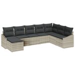 vidaXL Ensemble de jardin de 8 pièces avec coussins en poly rotin gris clair