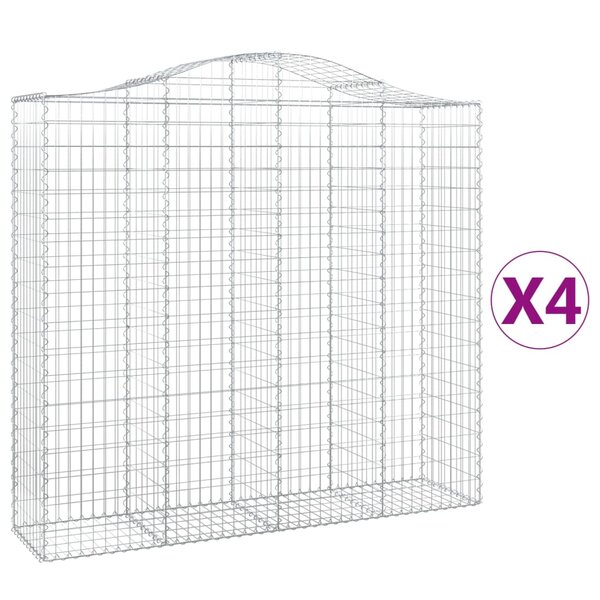 vidaXL Paniers à gabions arqués 4 Pièces 200x50x180/200 cm Fer galvanisé