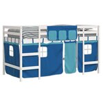 vidaXL Lit mezzanine enfants et rideaux bleu 90x200cm bois pin massif