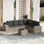 vidaXL Salon de jardin avec coussins 7 Pièces gris clair résine tressée