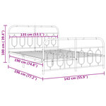 vidaXL Cadre de lit métal sans matelas et pied de lit blanc 135x190 cm