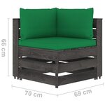 vidaXL Salon de jardin 7 Pièces avec coussins Bois imprégné de gris