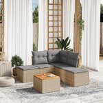 vidaXL Salon de jardin avec coussins 6 Pièces beige résine tressée