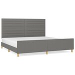 vidaXL Cadre de lit avec tête de lit Gris foncé 200x200 cm Tissu