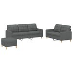 vidaXL Ensemble de canapés 3 Pièces avec coussins Gris foncé Tissu