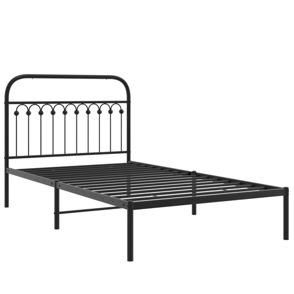 vidaXL Cadre de lit métal avec tête de lit noir 107x203 cm