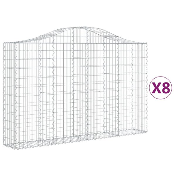 vidaXL Paniers à gabions arqués 8 Pièces 200x30x120/140 cm Fer galvanisé
