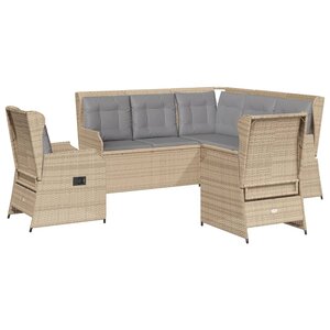 vidaXL Salon de jardin avec coussins 5 Pièces beige résine tressée
