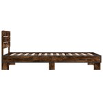 vidaXL Cadre de lit chêne fumé 100x200 cm bois d'ingénierie et métal