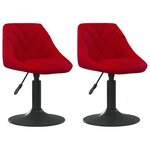 vidaXL Chaises pivotantes à manger lot de 2 bordeaux velours