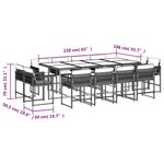 vidaXL Ensemble à manger de jardin avec coussins 13 Pièces marron rotin