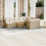 vidaXL Salon de jardin 11 Pièces avec coussins beige résine tressée
