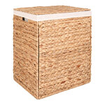Panier à linge rectangulaire avec couvercle en jacinthe d'eau 43 x 32 x 55 cm
